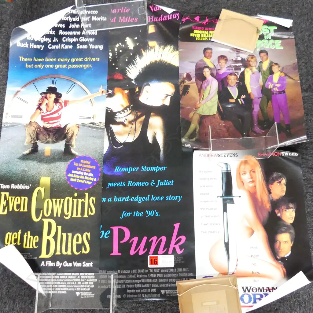 4 OLD MOVIE POSTERS; LOST IN SPACE, PUNK, UMA THURMAN Image 1++