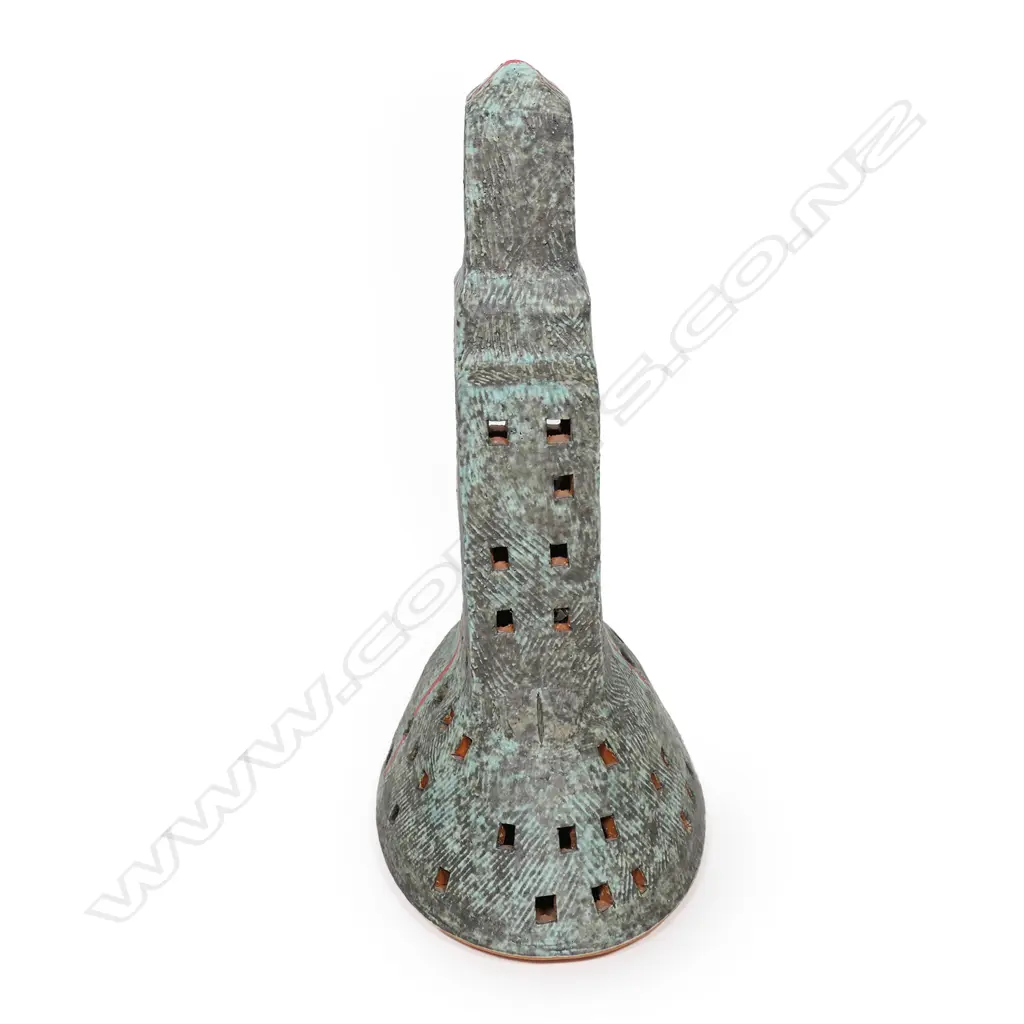 JOHN ROY POTTERY ARTIST, EXHIBITS MASTER WORKS, SKYSCRAPER SCULPTURE, SIG. TO BASE H. 270MM Image 1++