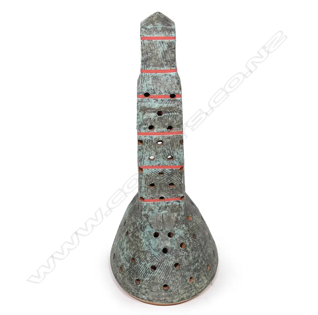 JOHN ROY POTTERY ARTIST, EXHIBITS MASTER WORKS, SKYSCRAPER SCULPTURE, SIG. TO BASE H. 270MM Image 1++