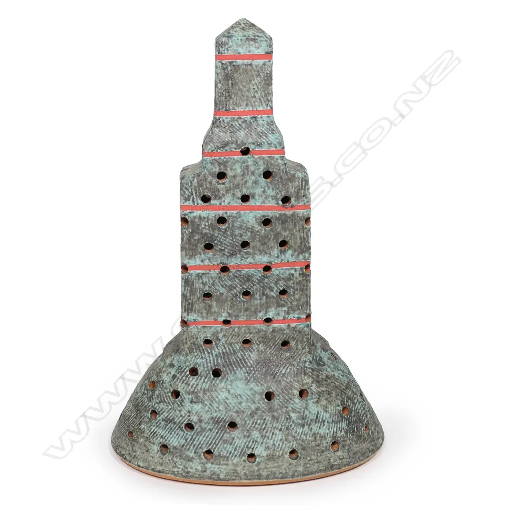 JOHN ROY POTTERY ARTIST, EXHIBITS MASTER WORKS, SKYSCRAPER SCULPTURE, SIG. TO BASE H. 270MM Image 1++
