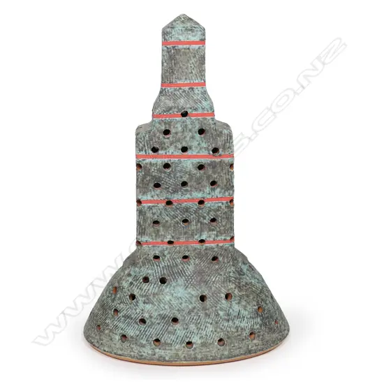 JOHN ROY POTTERY ARTIST, EXHIBITS MASTER WORKS, SKYSCRAPER SCULPTURE, SIG. TO BASE H. 270MM