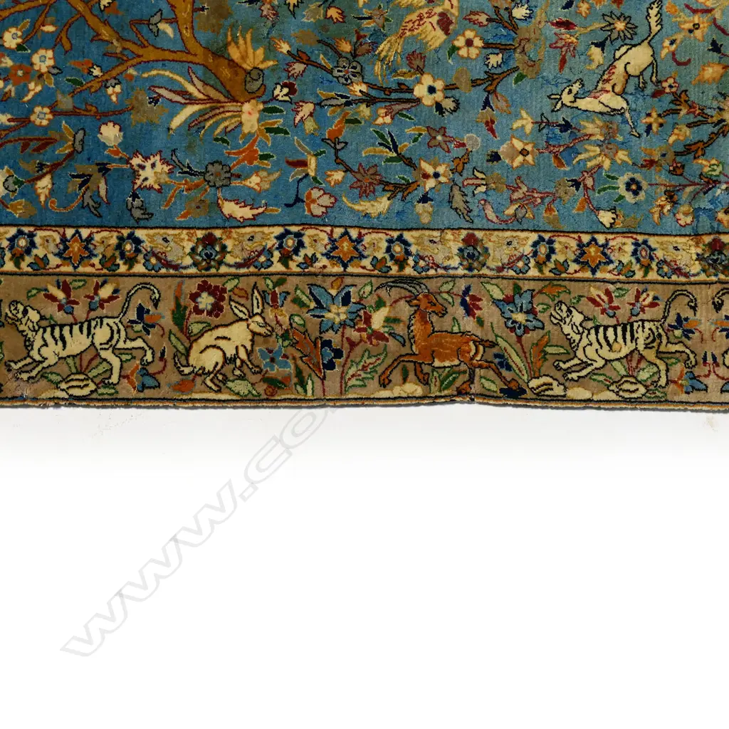 A vintage finely knotted Esfahan pictorial rug, Image 1++