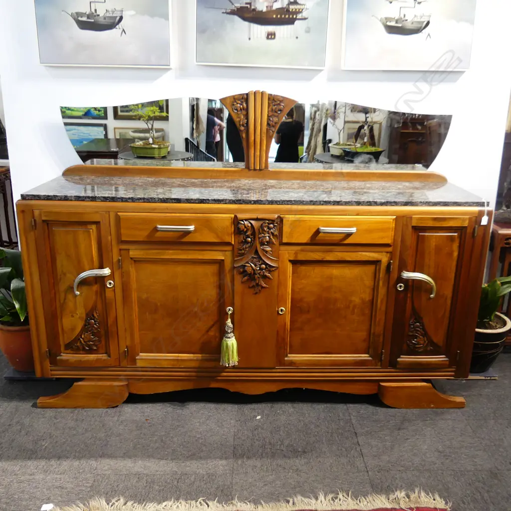 DECO SIDEBOARD - MARBLE TOP, MIRROR BACK - 1900x500x1350mm Image 1++