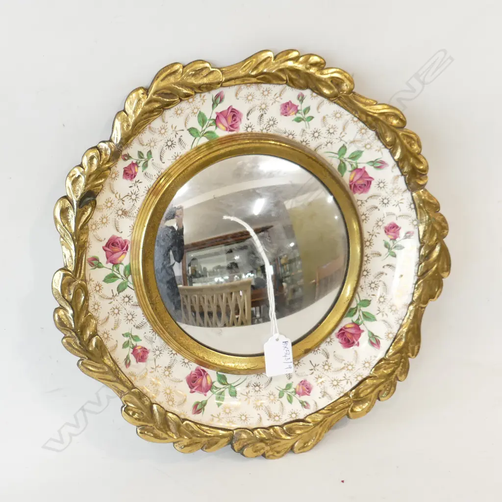 VINTAGE CONVEX WALL MIRROR 345mm dia Image 1++