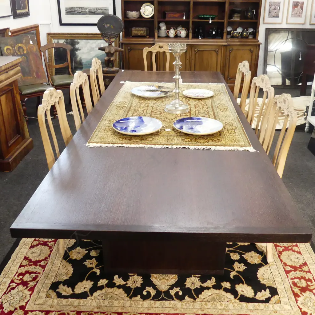 MODERN OAK 12 SEATER + DINING TABLE refectory style 2900 x 100 x 730mm Image 1++