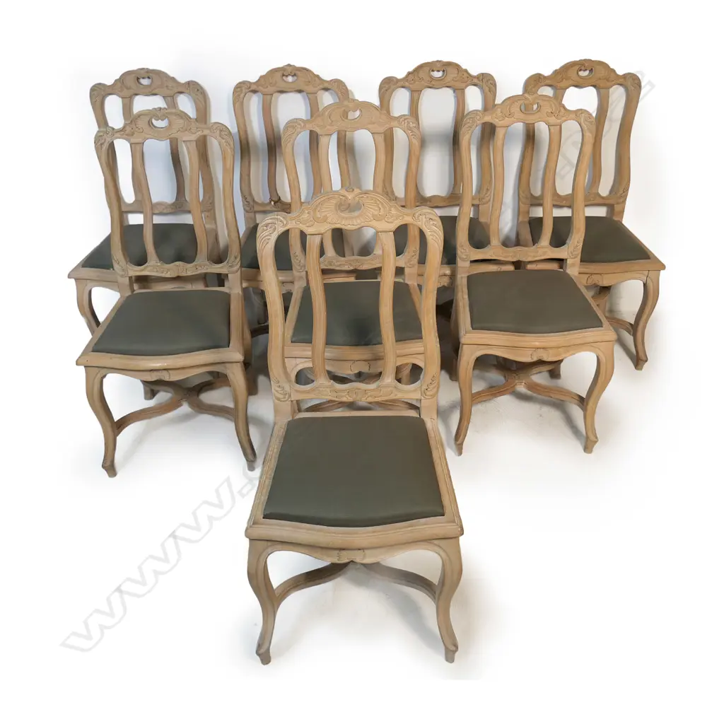 A set of eight French limed ash dining chairs, Image 1++