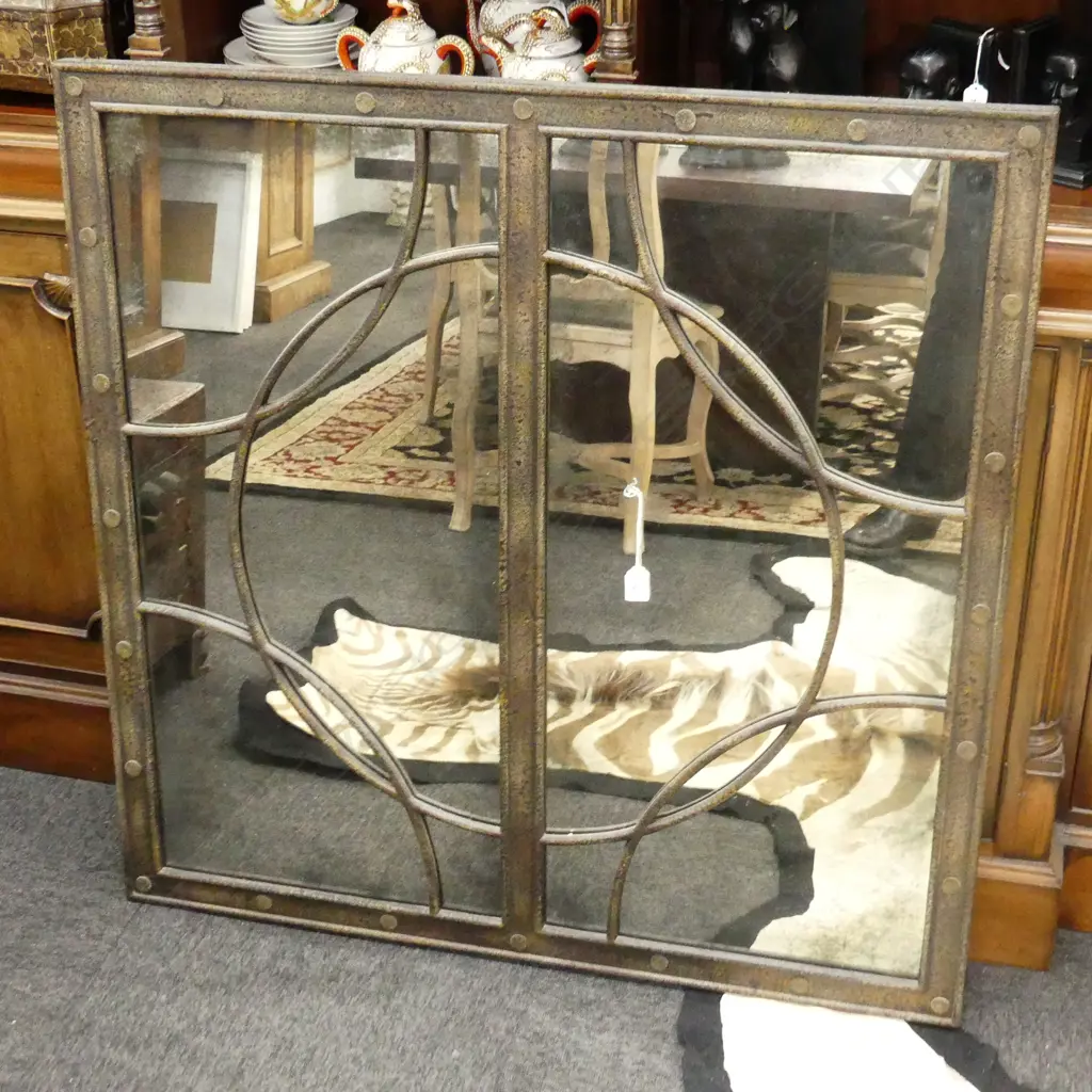 MODERN SQUARE MIRROR, IRON DETAIL 1000x1000mm Image 1++