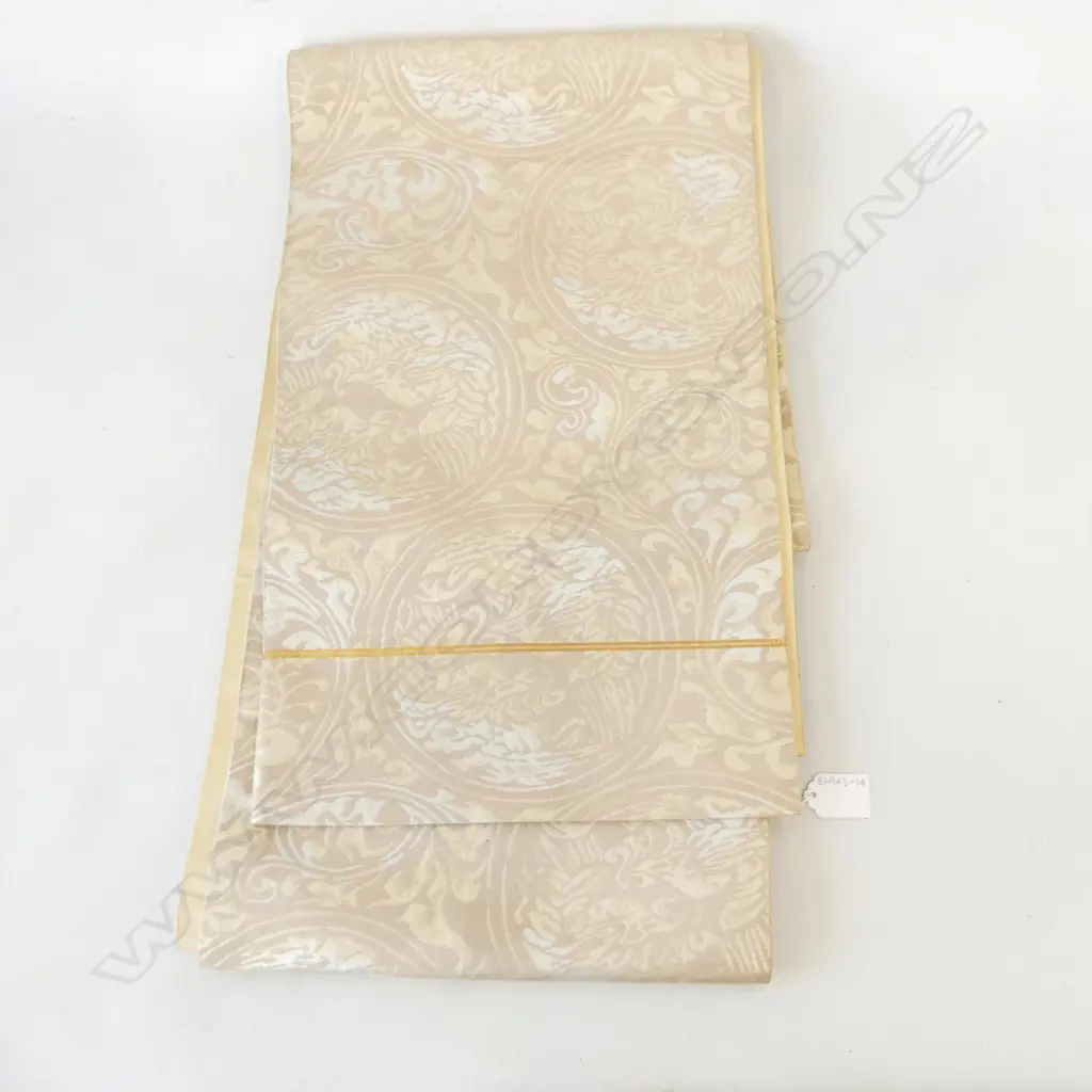 VINTAGE JAPANESE SILK OBI ELEGANT GOLD THREAD PATTERN L.4050mm Image 1++