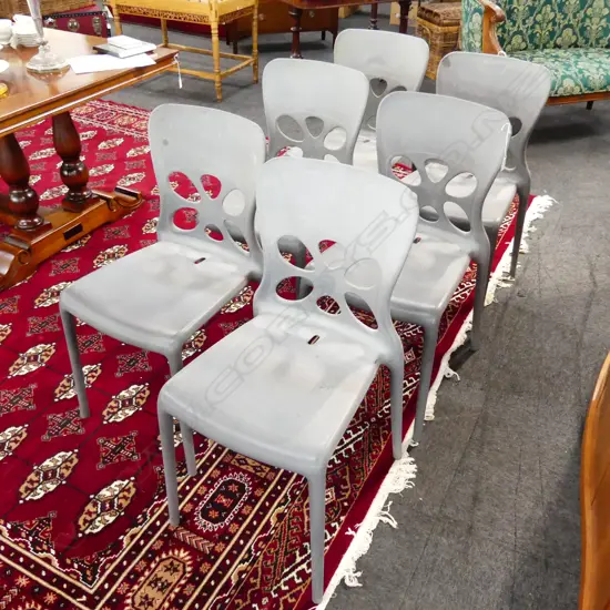 6 ITALIAN PLASTIC OUTDOOR CHAIRS 