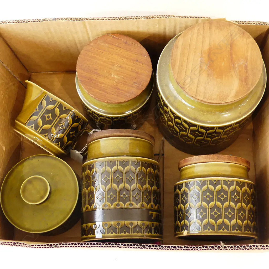 6 PCES HORNSEA; 5 LIDDED CONTAINERS H.200mm, JUG Image 1++