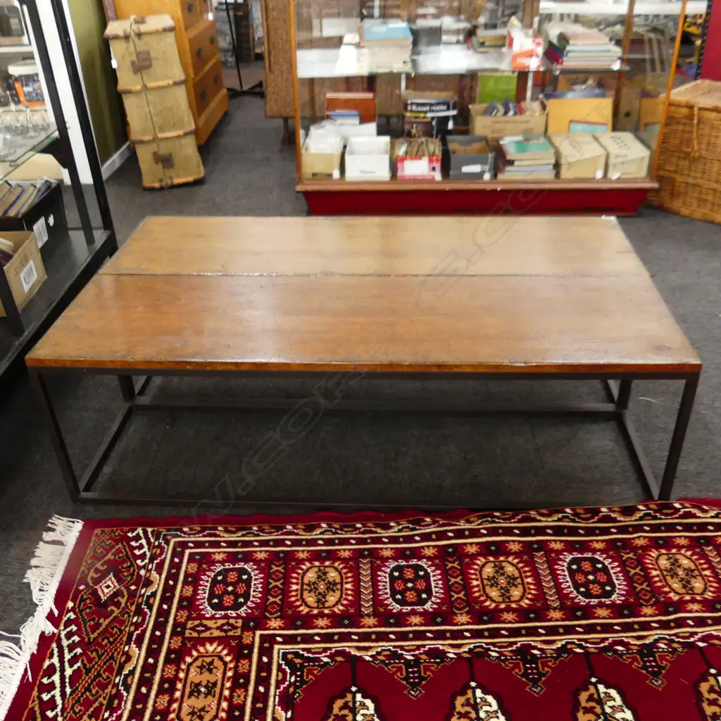 PR CONTEMPORARY LOW TABLES - PLANK TOP / METAL FRAME - EACH 1400x400x420mm Image 1++