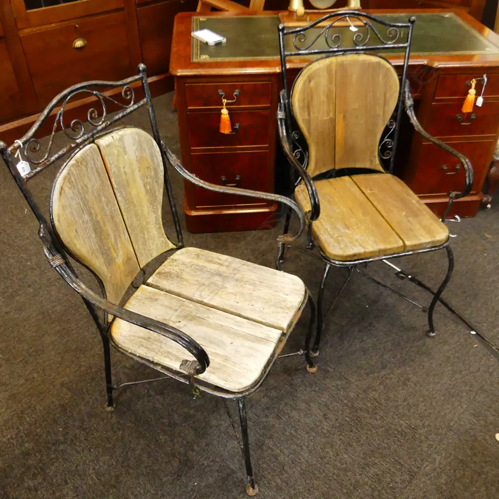 PR RUSTIC METAL & WOOD OUTDOOR CHAIRS Image 1++