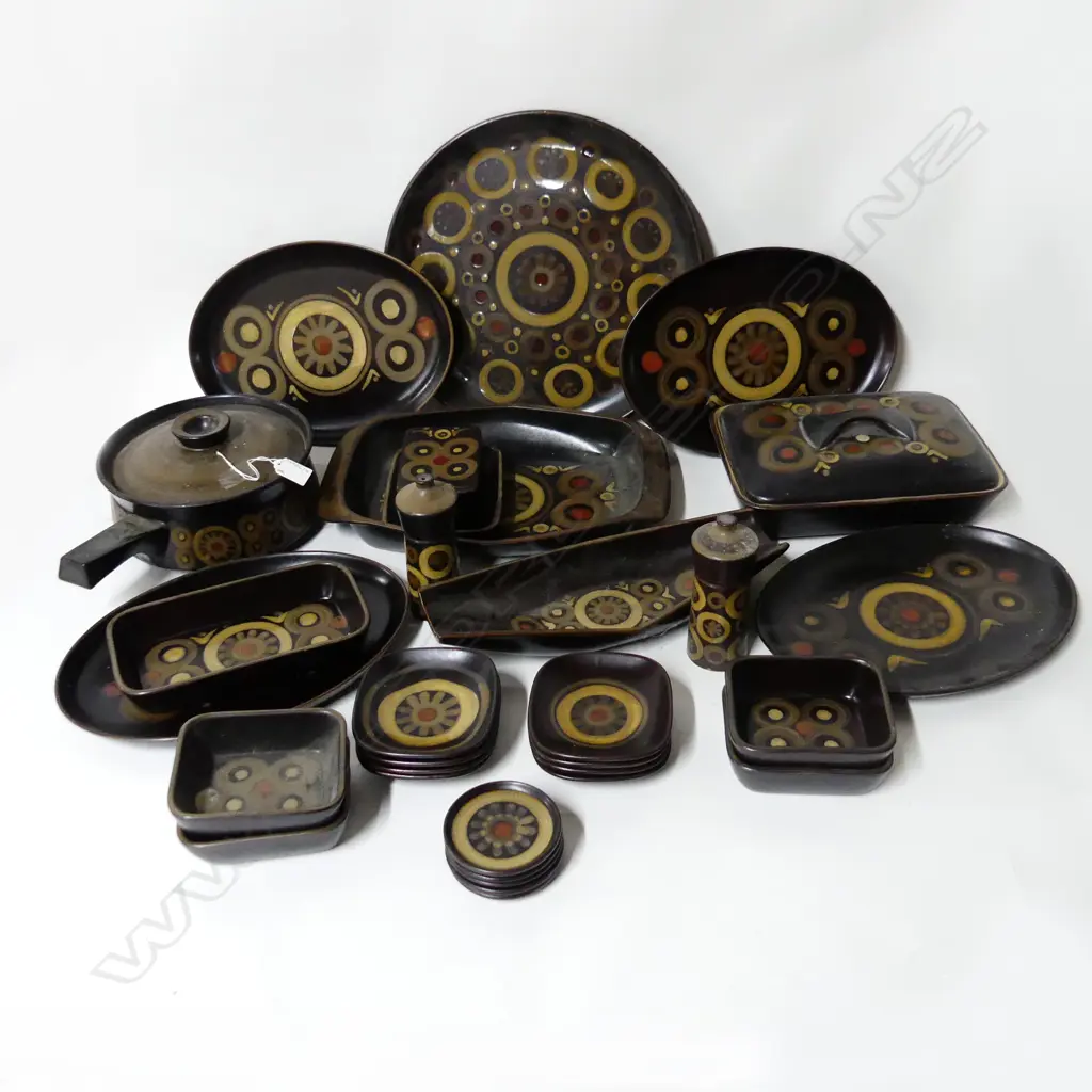 MULTIPLE DENBY 'ARABESQUE' SERVING DISHES, PLATTERS & SALT & PEPPER, FAULTS (32) Image 1++