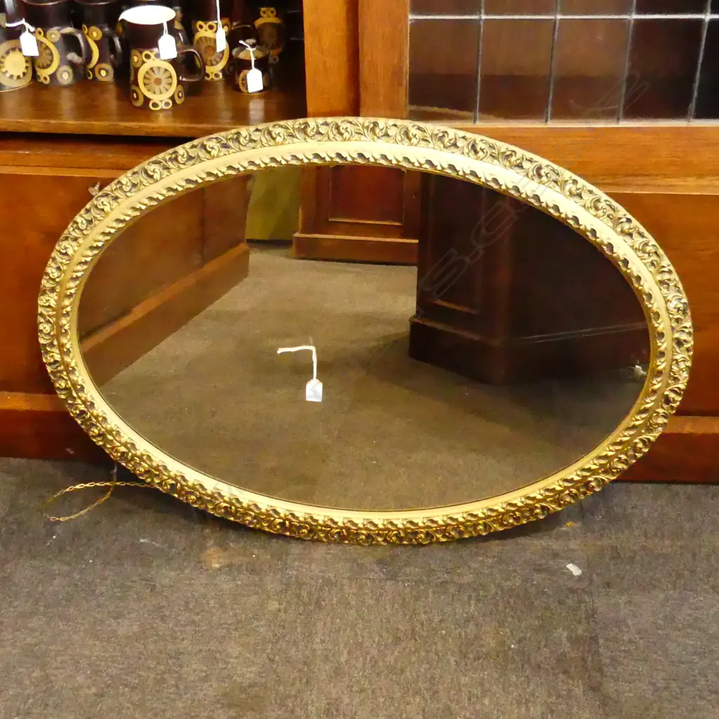 OVAL GOLD FRAMED MIRROR 1020x720mm Image 1++