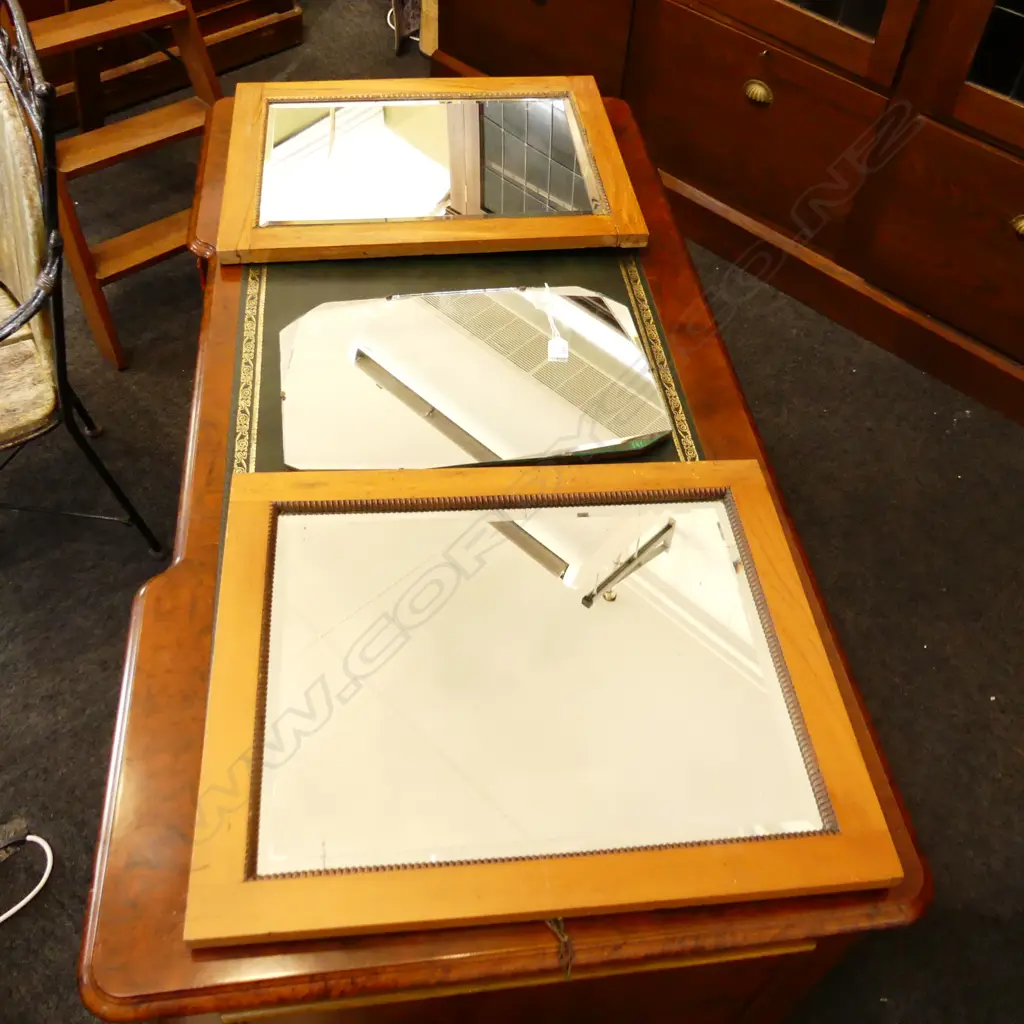 3 WALL MIRRORS, 2 WITH SIMILAR WOODEN FRAMES 490 X 600 Image 1++