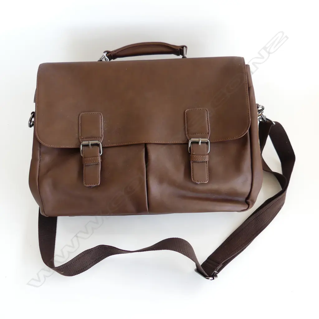 MARKS & SPENCER BROWN VINYL BAG W.450mm Image 1++