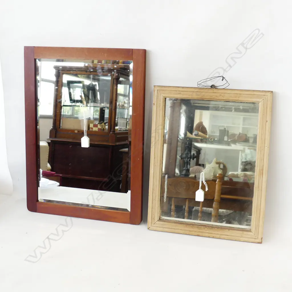 2 VINTAGE WOODEN FRAMED MIRRORS 575x420mm Image 1++