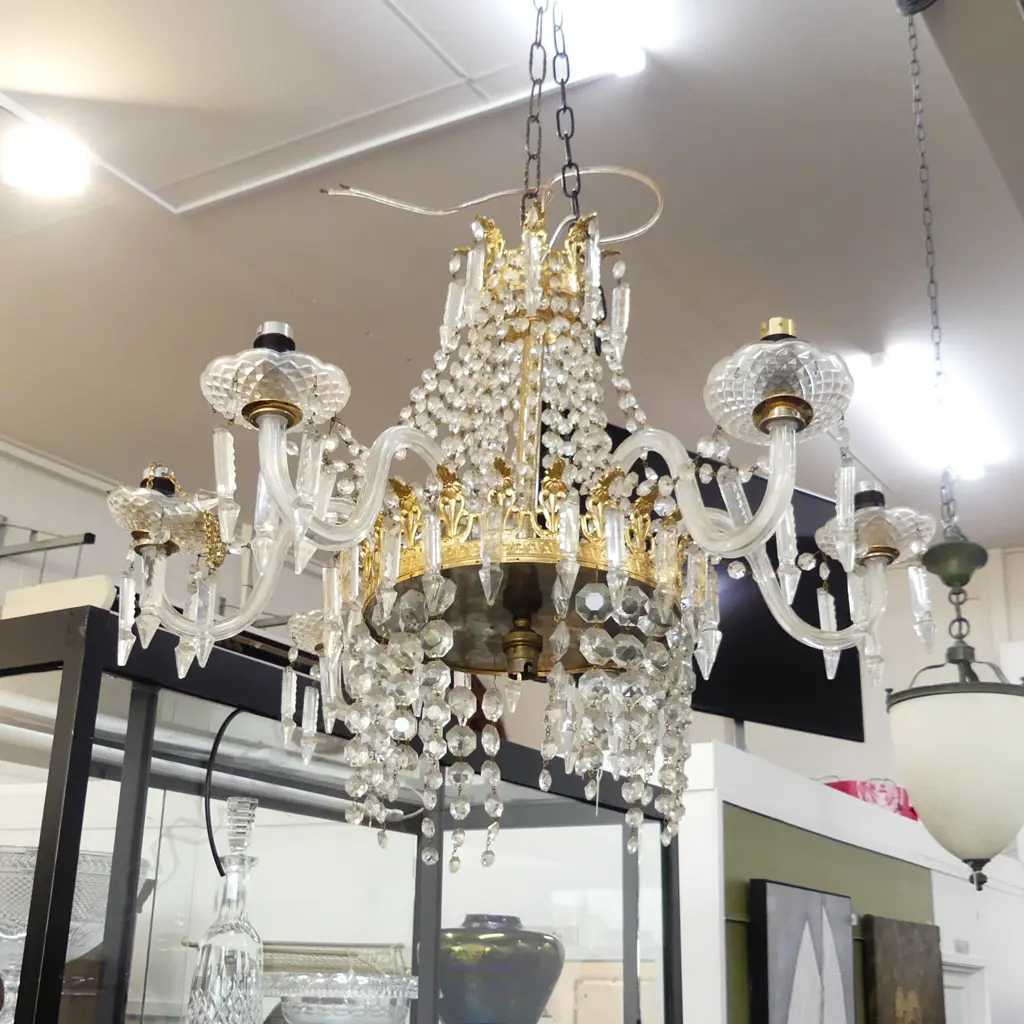 REGENCY STYLE 6 LIGHT CRYSTAL CHANDELIER H.500mm / 670mm dia Image 1++