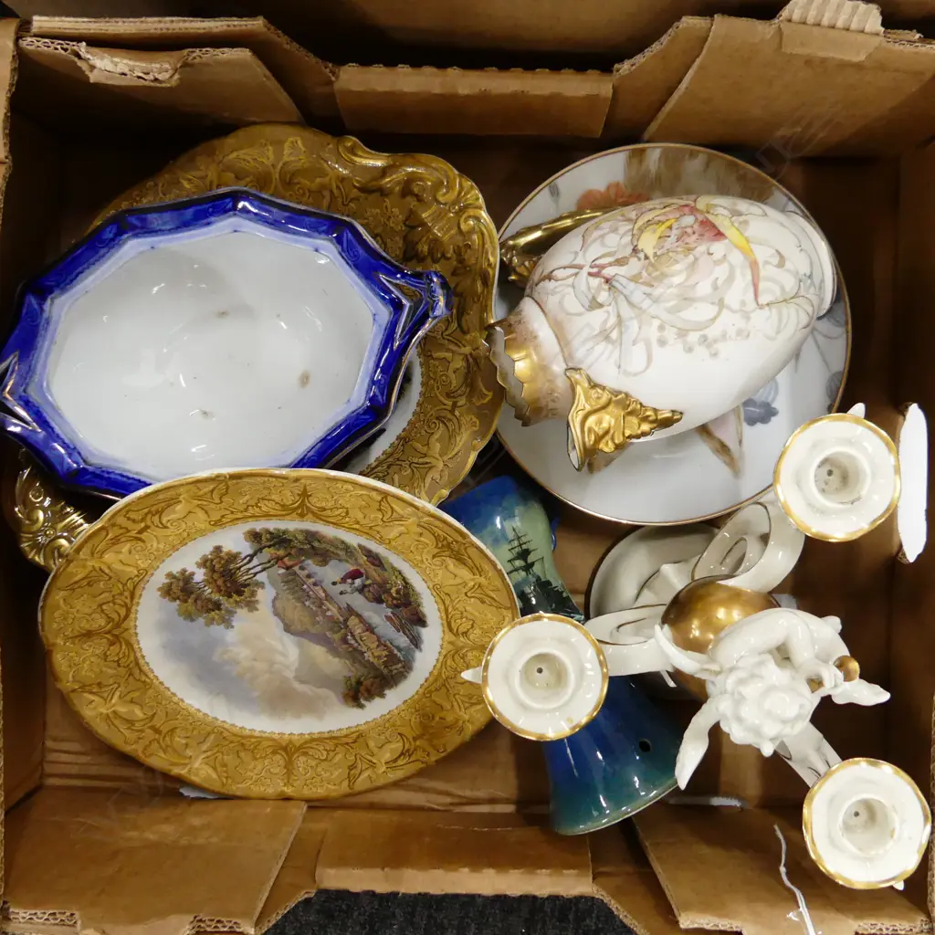 BOX – CHINA PRATT WARE, ROYAL DOULTON, RABBIT PLATES, CANDELABRA ETC Image 1++
