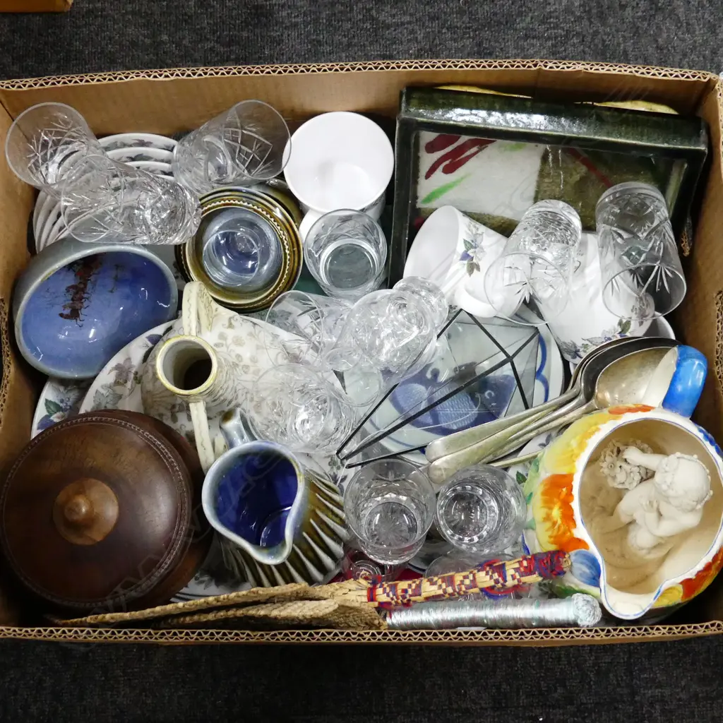 BOX LOT ASST. CHINA; IRISH PORCELAIN, NORITAKE PART DINNER SET ETC Image 1++
