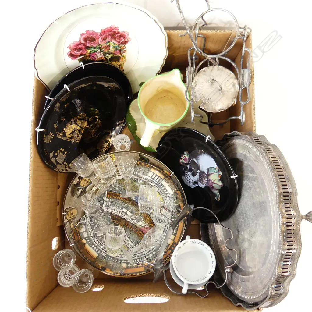BOX LOT ASST. CHINA  CRYSTAL & SILVER PLATE Image 1++
