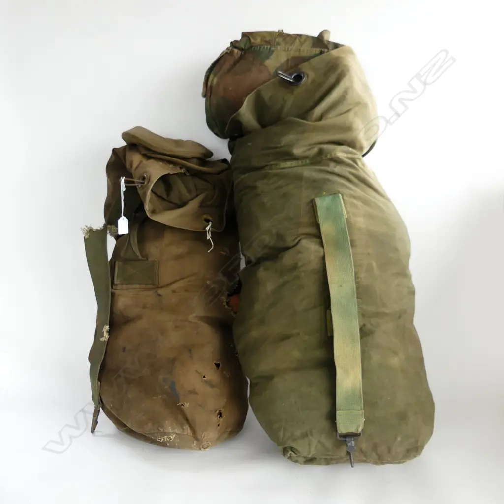 2 LG CANVAS BAGS w. ASST. MILTARY CLOTHING ETC Image 1++