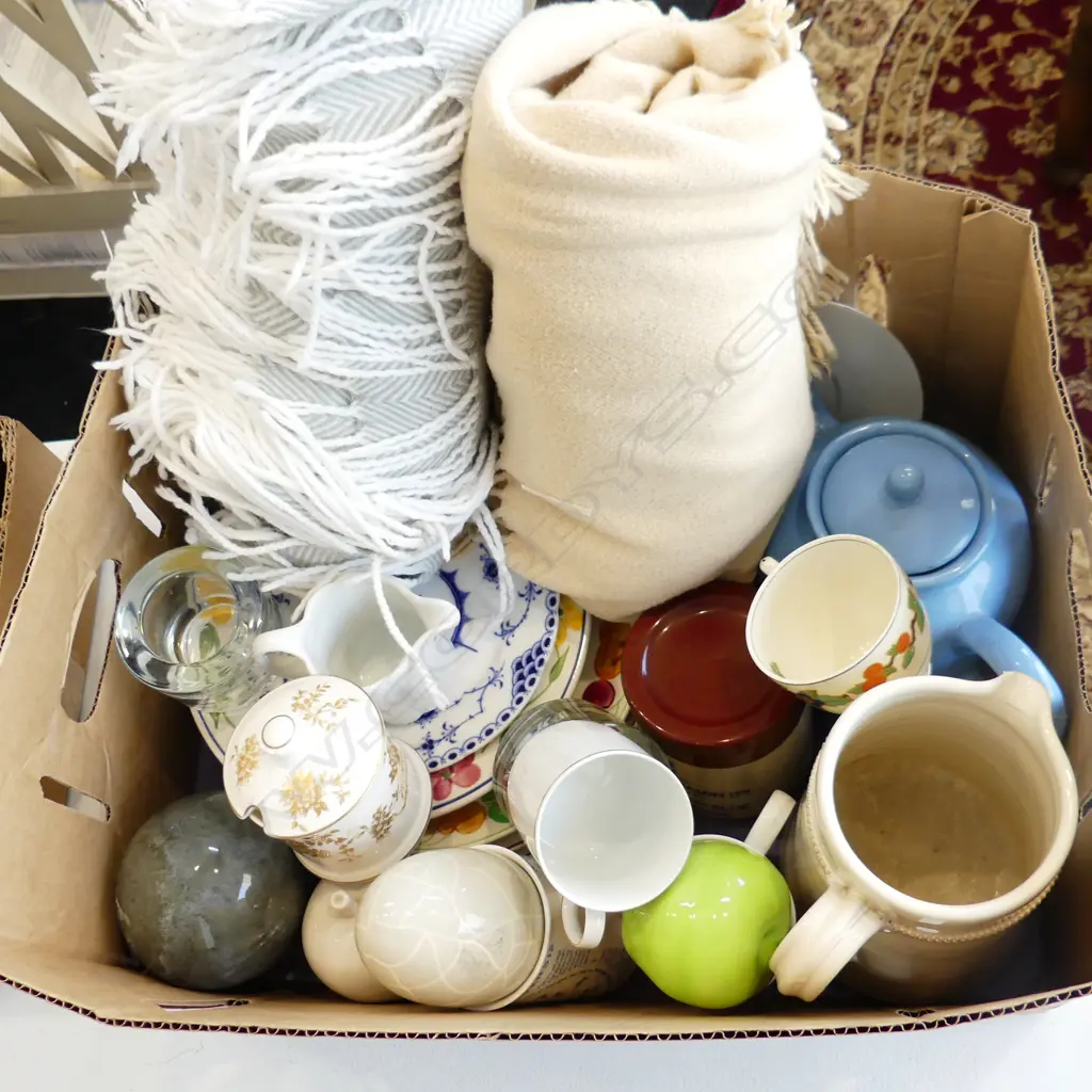 BOX LOT ASST. CHINA, 2 THROWS Image 1++