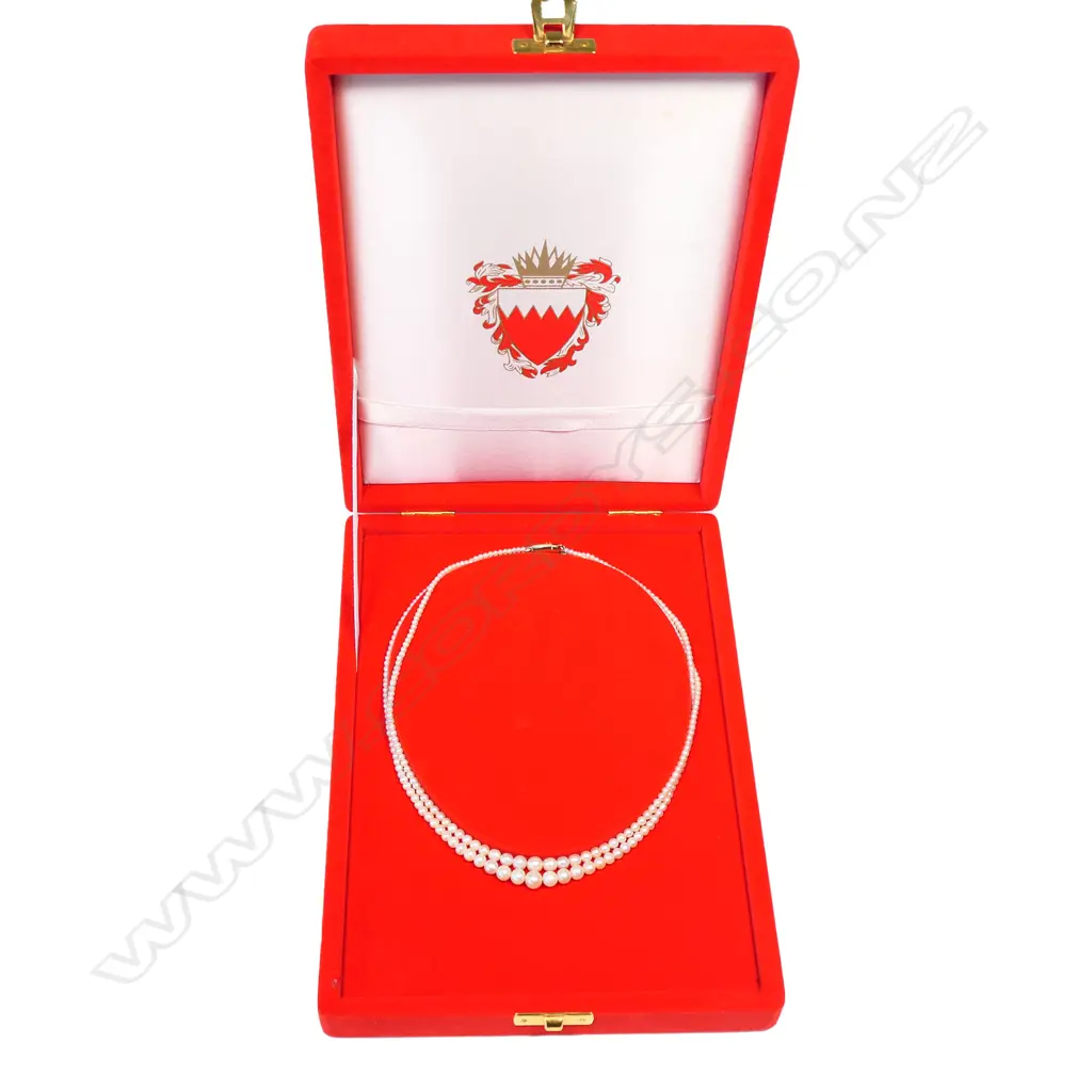 NATURAL PEARL NECKLACE 18CT GOLD CLASP - EX DAME SILVIA CARTWRIGHT GIFTED BY CROWN PRINCE OF BAHRAIN Image 1++