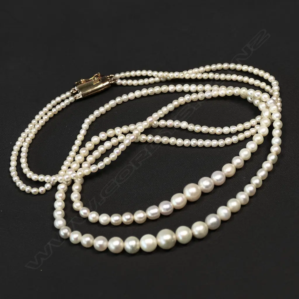NATURAL PEARL NECKLACE 18CT GOLD CLASP - EX DAME SILVIA CARTWRIGHT GIFTED BY CROWN PRINCE OF BAHRAIN Image 1++