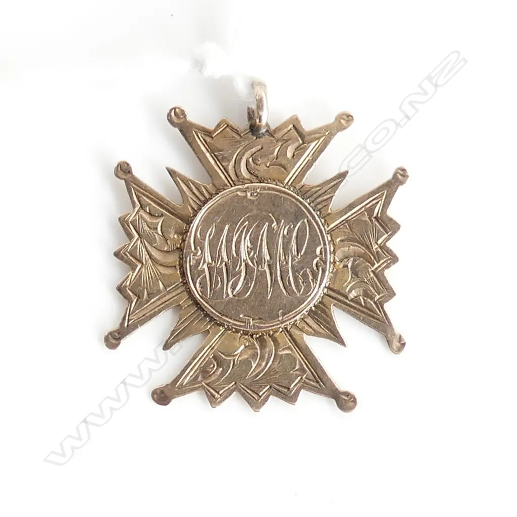 9ct GOLD 1910 MEDALLION 'WON BY PVT McCURDY C.R.V by W.Stewart (NZ) 2.48gms Image 1++