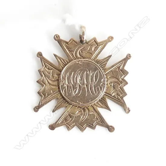 9ct GOLD 1910 MEDALLION 'WON BY PVT McCURDY C.R.V by W.Stewart (NZ) 2.48gms