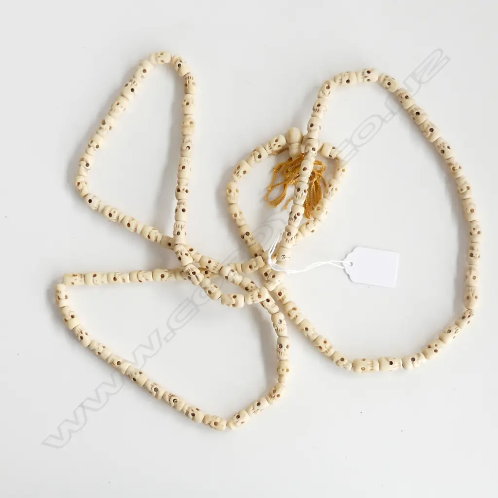 TIBETAN BUDDHIST(?) BONE MALA (SKULLS)  Image 1++