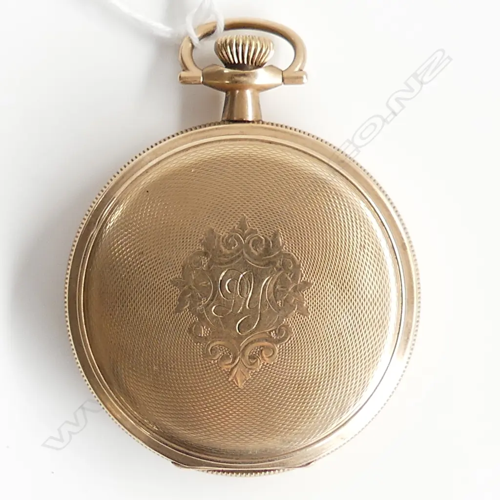 GOLD PLATE HUNTER POCKET WATCH early 20thC 'Edwin Pape Davenport' apparently running Image 1++