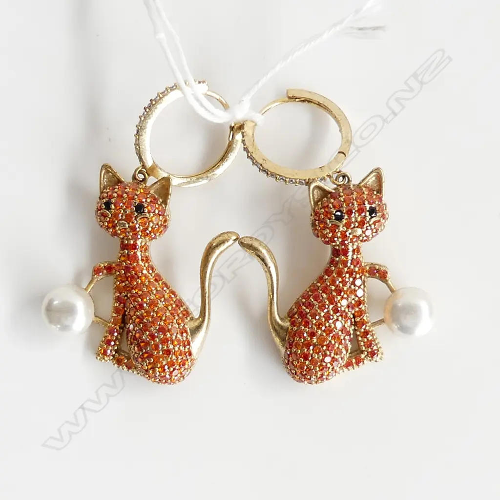 PR FUNKY FASHION CAT HOOP & DROP EARRINGS  Image 1++
