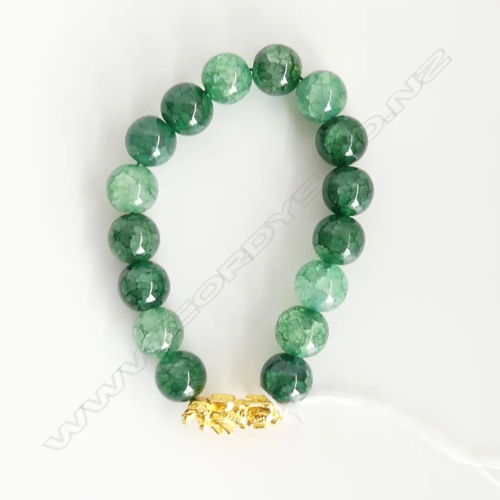ORIENTAL NATURAL CRACKED AGATE BEAD BRACELET  Image 1++