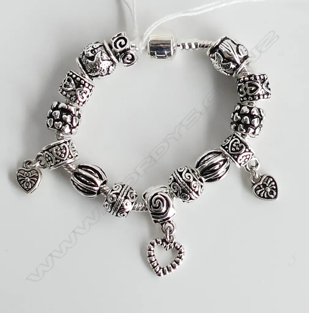 HEAVY SILVER PLATED PANDORA STYLE 14 CHARM BRACELET (170mm) Image 1++