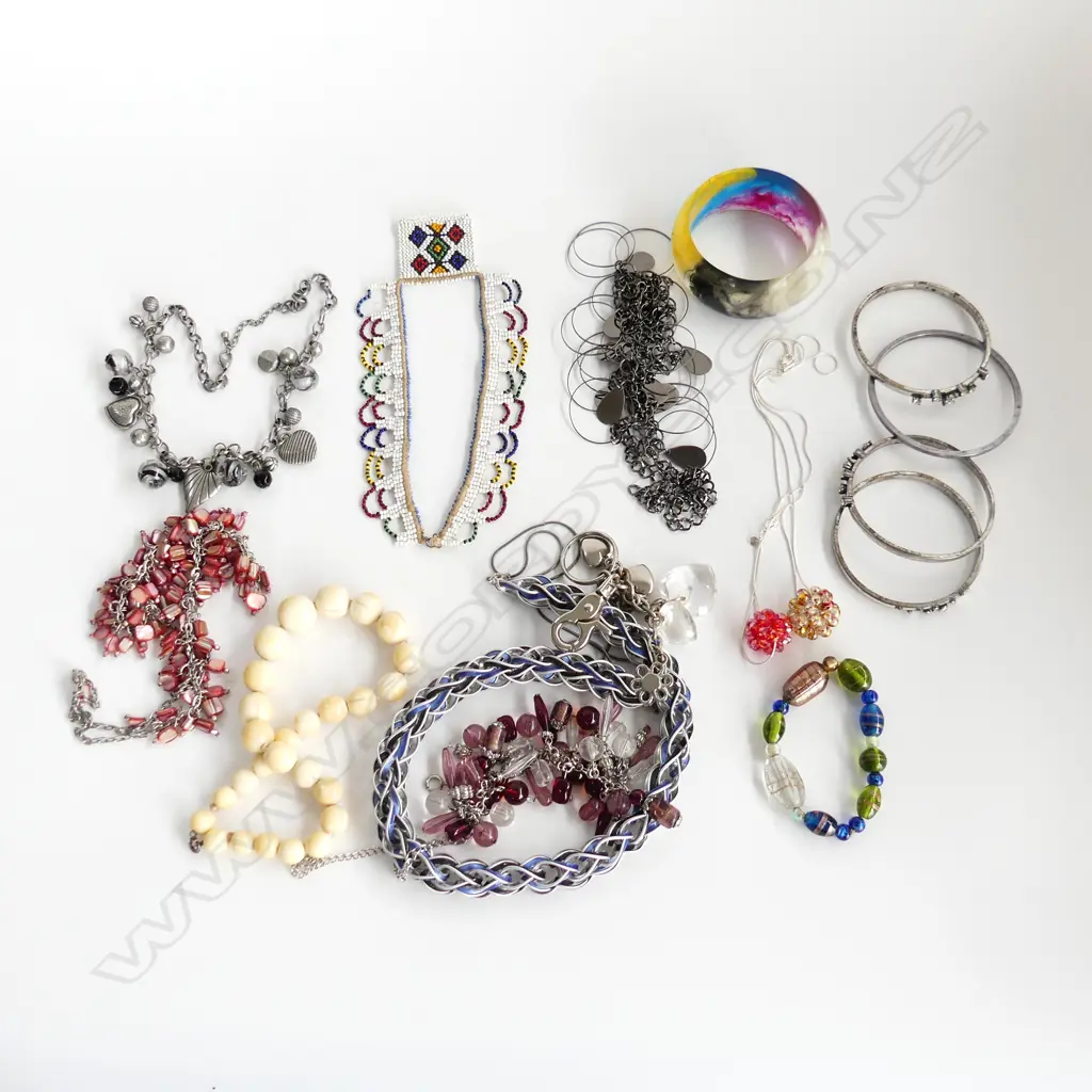 ASST COSTUME BEAD NECKLACES, BANGLES ETC. Image 1++