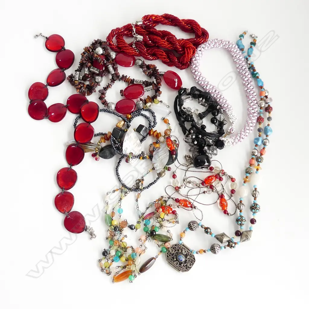 ASST GLASS & STONE BEAD NECKLACES  Image 1++