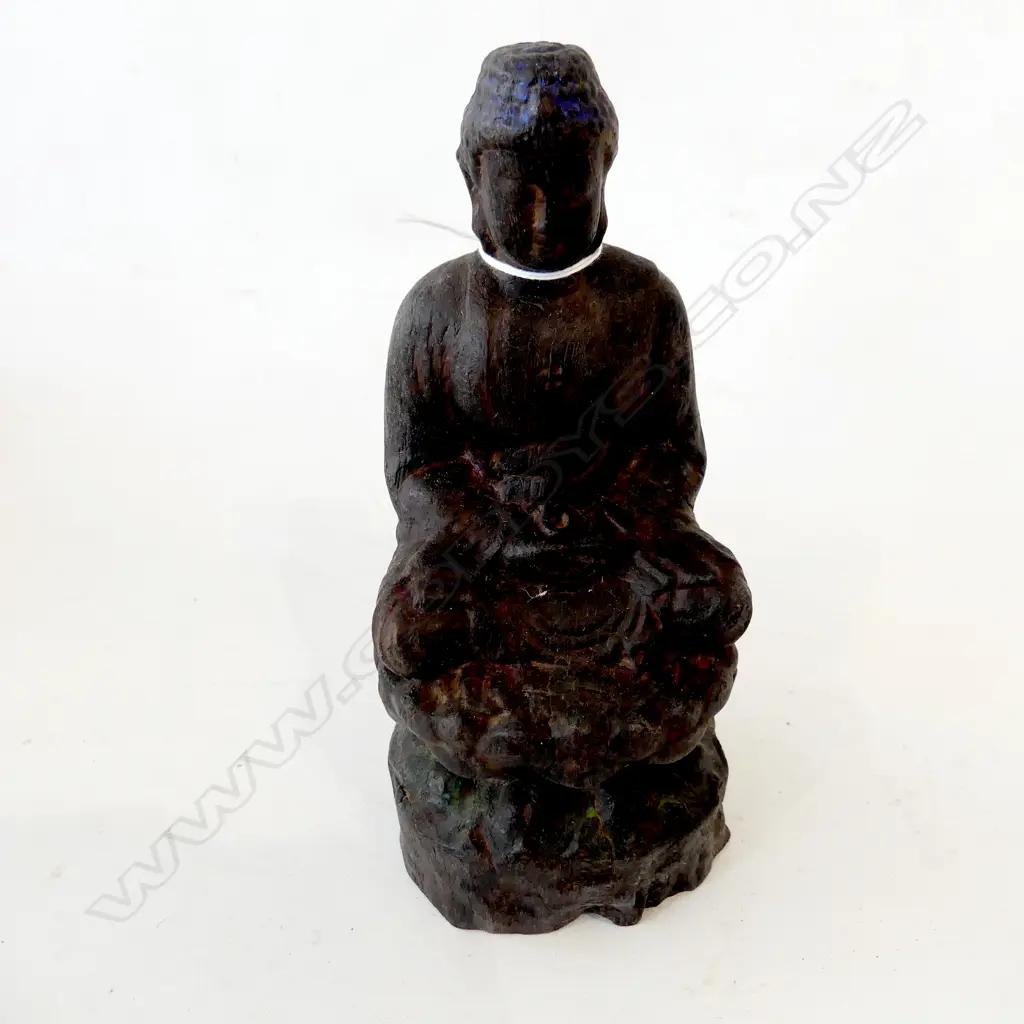 ORIENTAL CARVED DENSE HARDWOOD BUDDHA H.195mm Image 1++