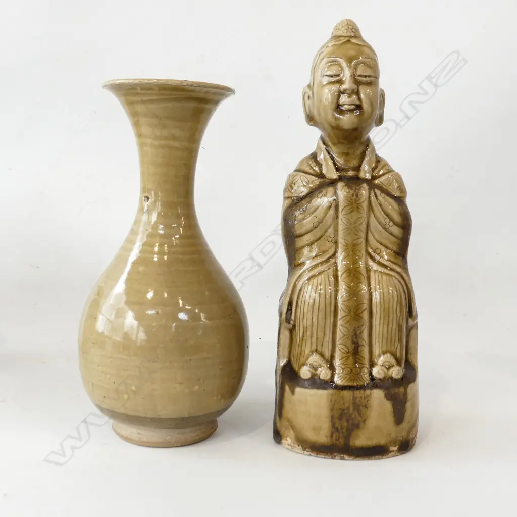 ORIENTAL VASE, GLAZED CERAMIC FIGURE H.265mm Image 1++