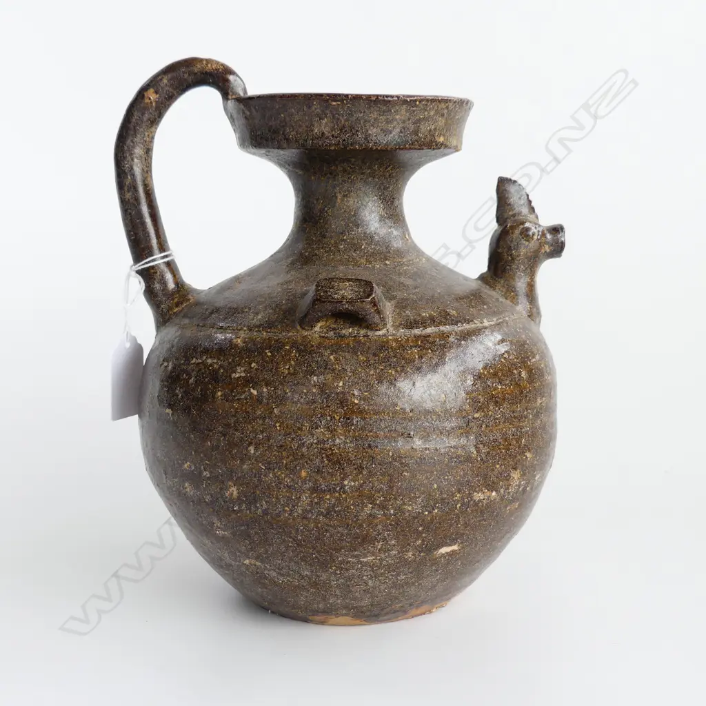 ORIENTAL ARCHAIC STYLE CERAMIC EWER VESSEL H.230mm Image 1++