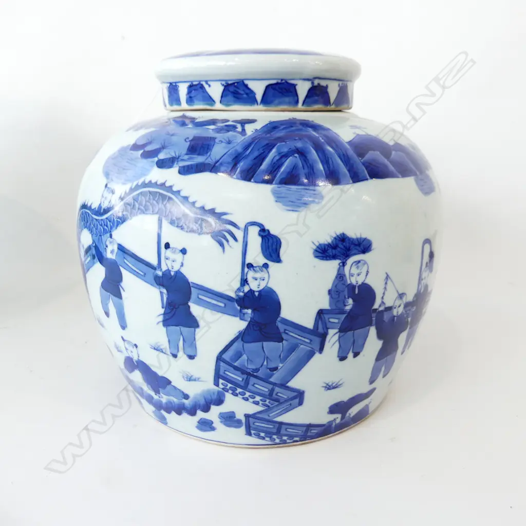 LG B/W LIDDED GINGER JAR H.240mm Image 1++
