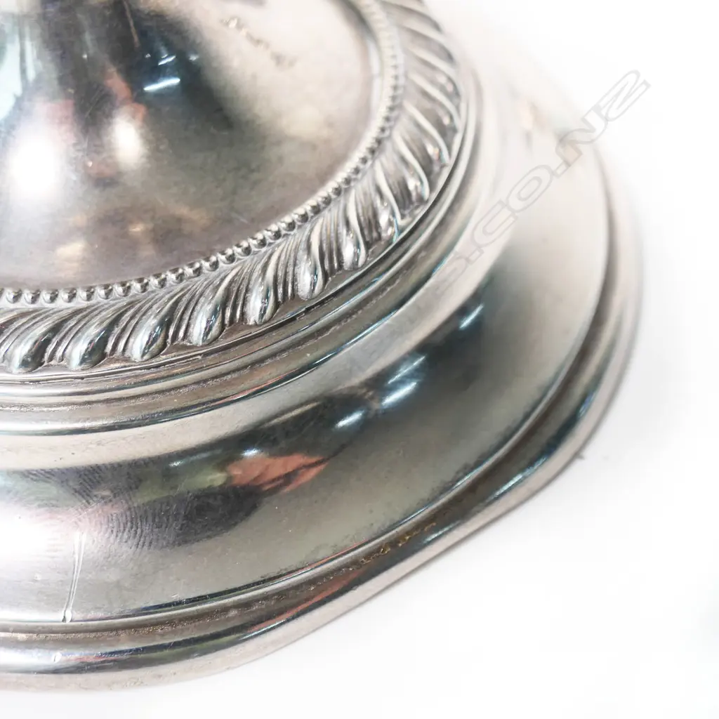 PR SILVER PLATE CANDLESTICKS H.140mm / 125mm dia ONE WITH DENTS Image 1++