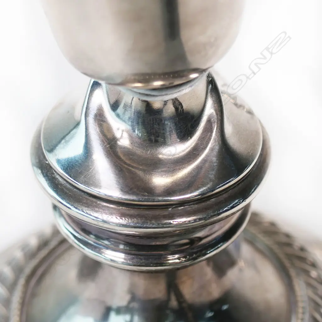 PR SILVER PLATE CANDLESTICKS H.140mm / 125mm dia ONE WITH DENTS Image 1++