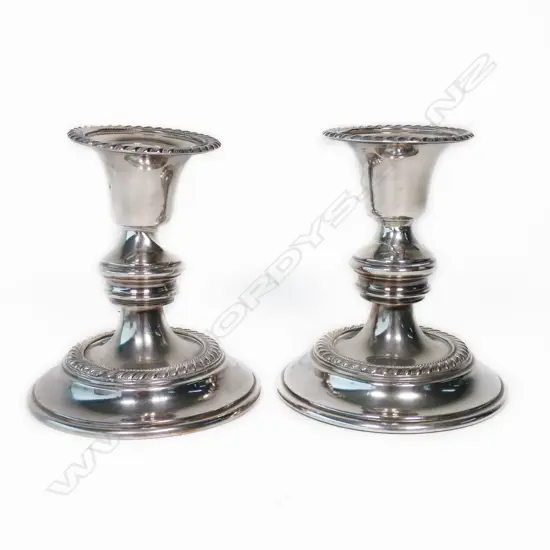 PR SILVER PLATE CANDLESTICKS H.140mm / 125mm dia ONE WITH DENTS