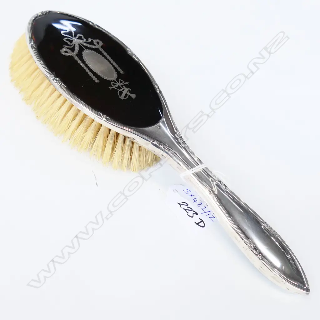 STERLING SILVER & TORTOISESHELL BRUSH LONDON 1913 L. 260mm Image 1++