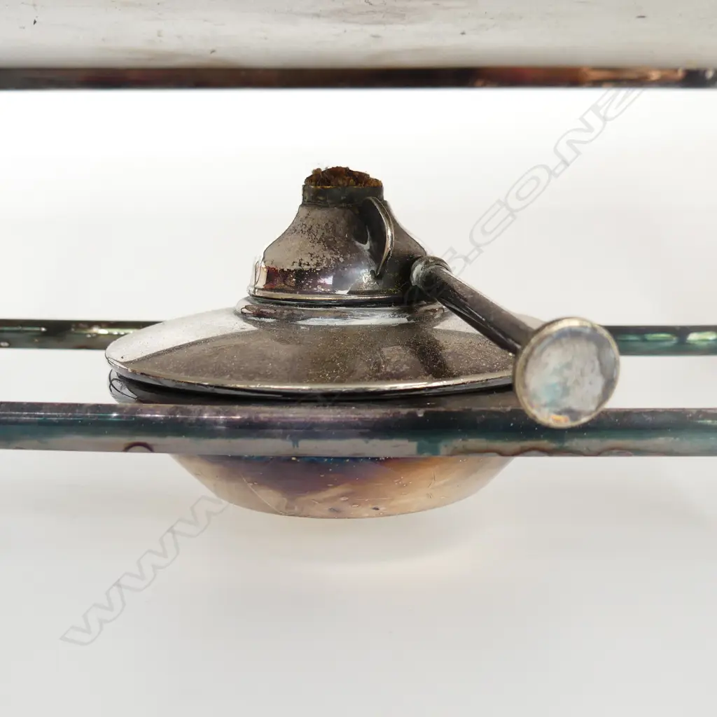 VINTAGE SILVER PLATE BAIN MARIE - BRASS HANDLES, WITH 2 OIL BURNERS  740 X 240mm Image 1++