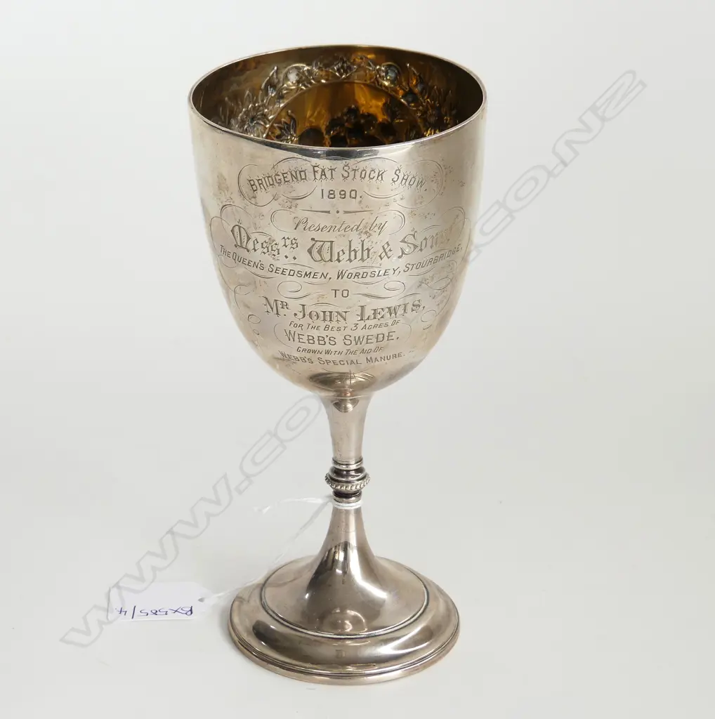 STG SILVER PRESENTATION GOBLET, B'HAM 1890 H.190mm 196 GRAMS... Image 1++