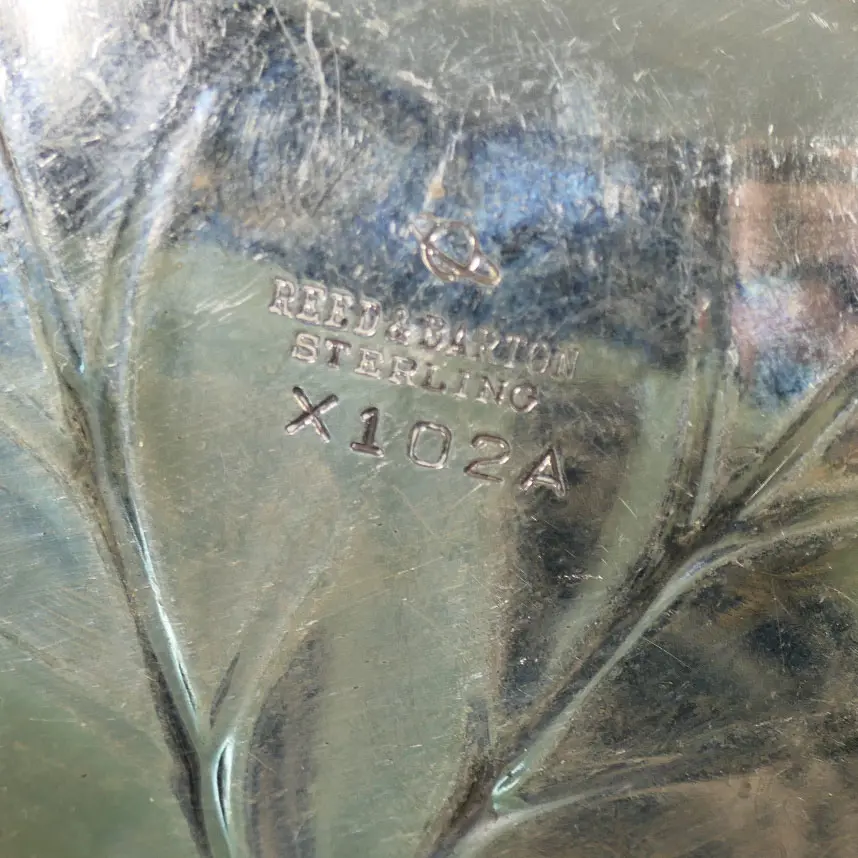 REED & BARTON STG SILVER DOUBLE LEAF DISH W.225mm 175 GRAMS Image 1++