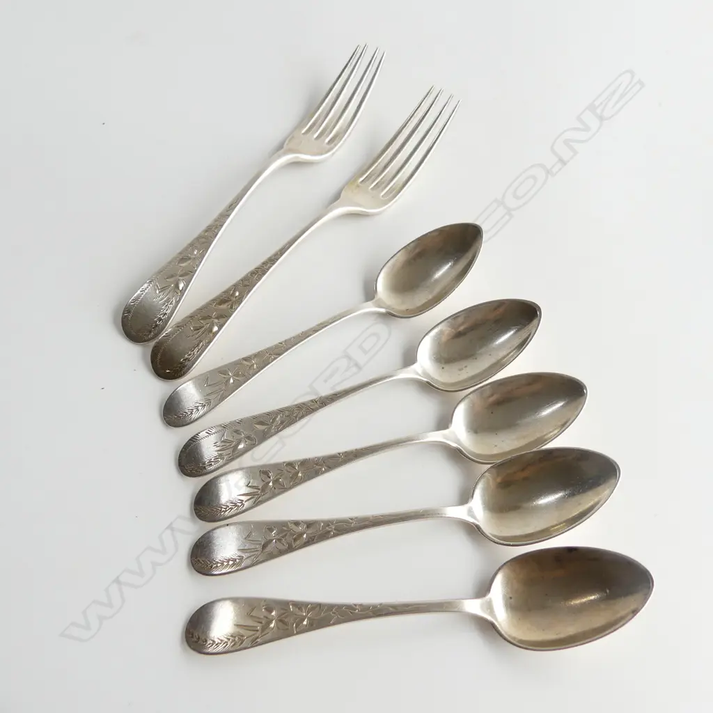 5 'STERLING' TEASPOONS & 2 FORKS J.S.S. Co 260gms Image 1++